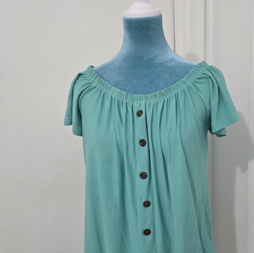 Teal Button-Down Blouse